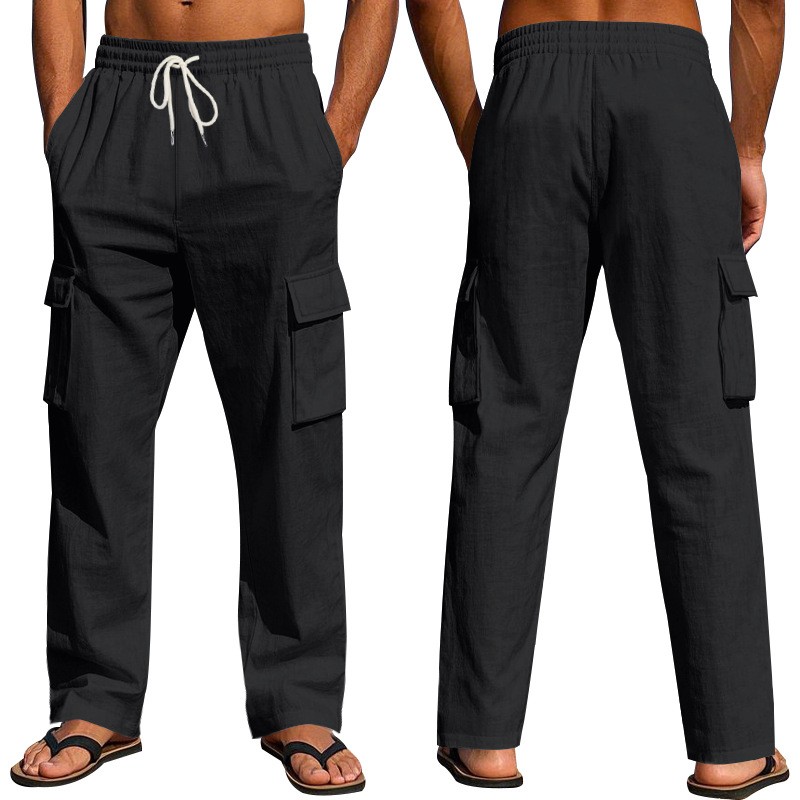 Spring Autumn Multi-Pocket Straight Leg Cargo Pants