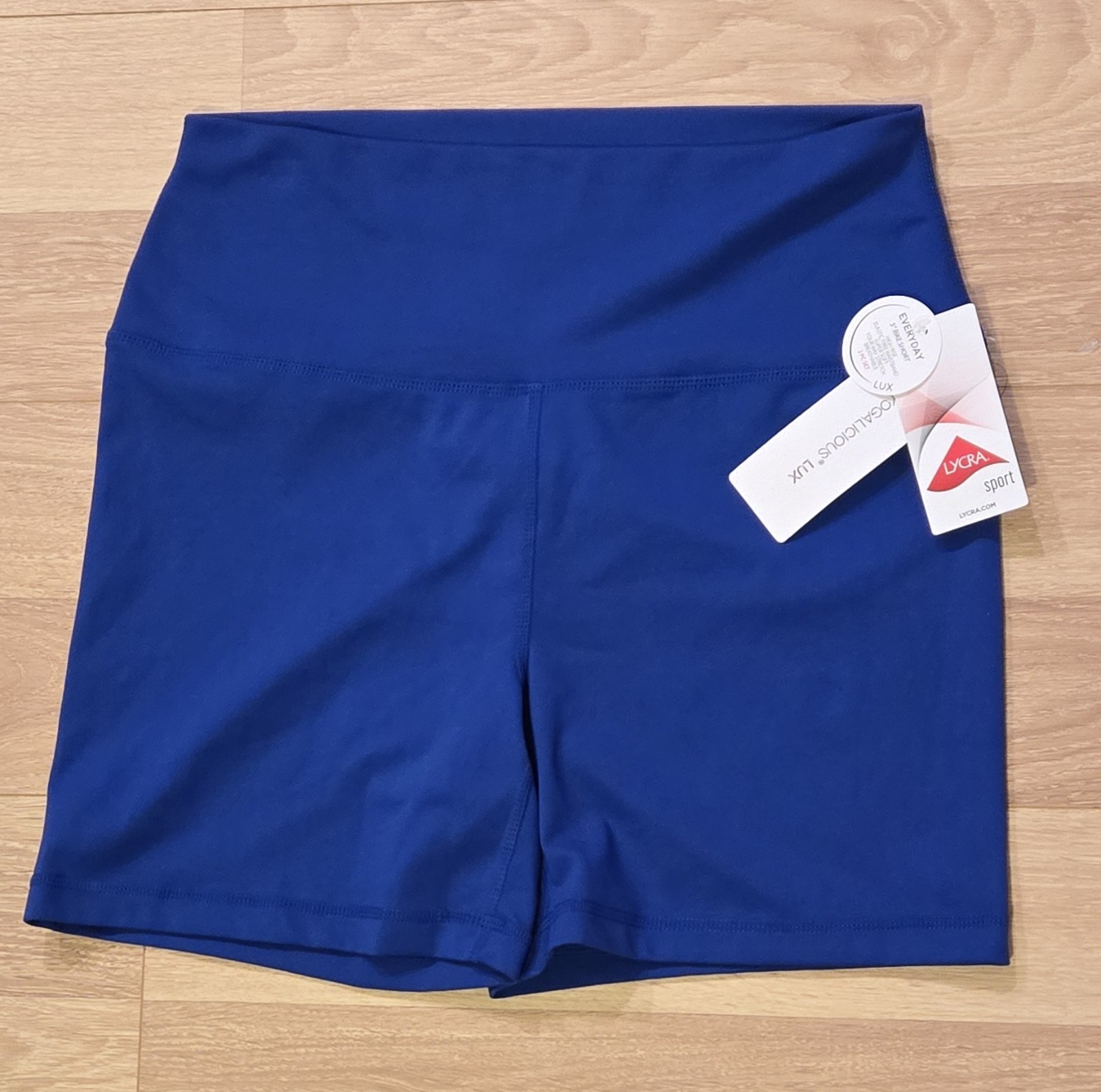 NWT Yogalicious Lux Everyday 5″ Biker Shorts Women’s XL Blue High Rise Lycra