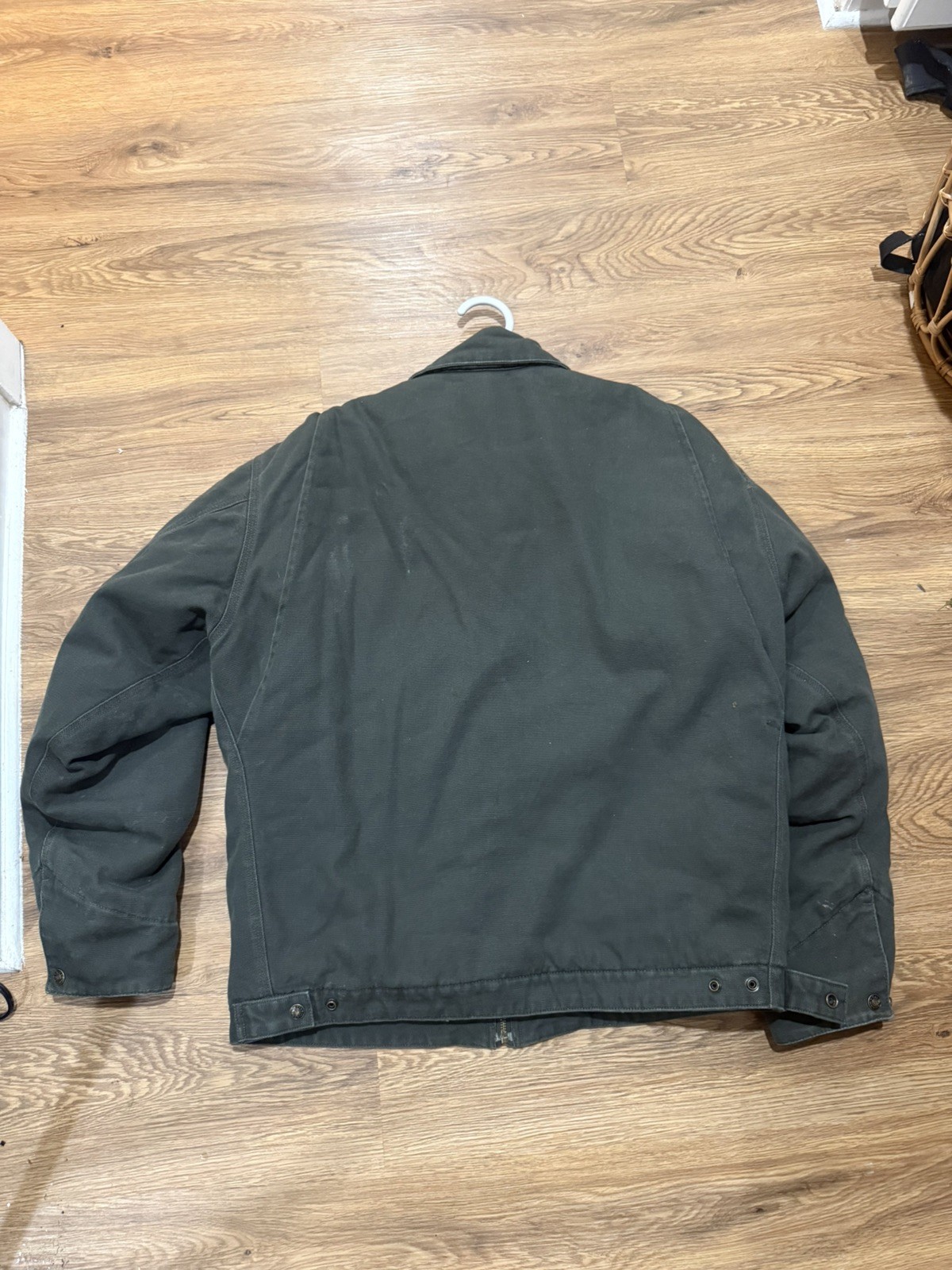 Tri-Mountain Jacket Mens L Green Canvas Workwear Bomber Quilted Insulated