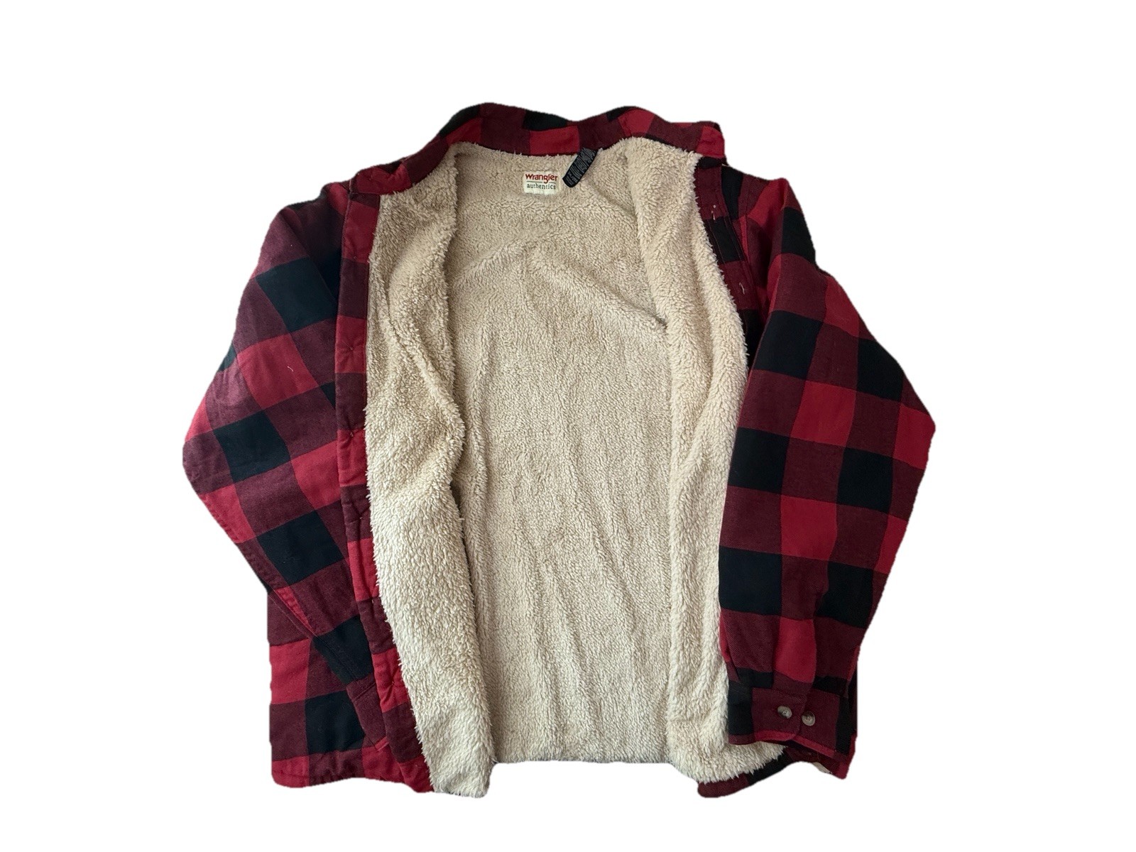 Wrangler Authentics 2XL Sherpa Lined Red/Black Flannel Long Sleeve Jacket 1161