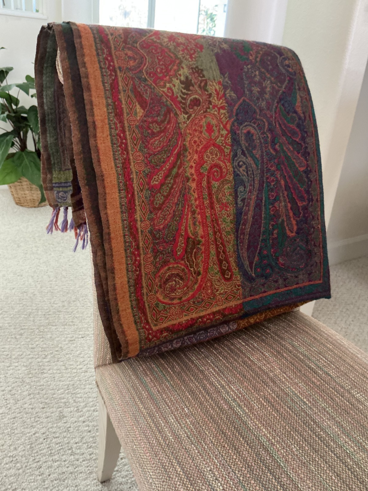 Moksha Fine Wovens 100% Pure New Wool 75″ Length x 36″ Width Throw / Pashmina