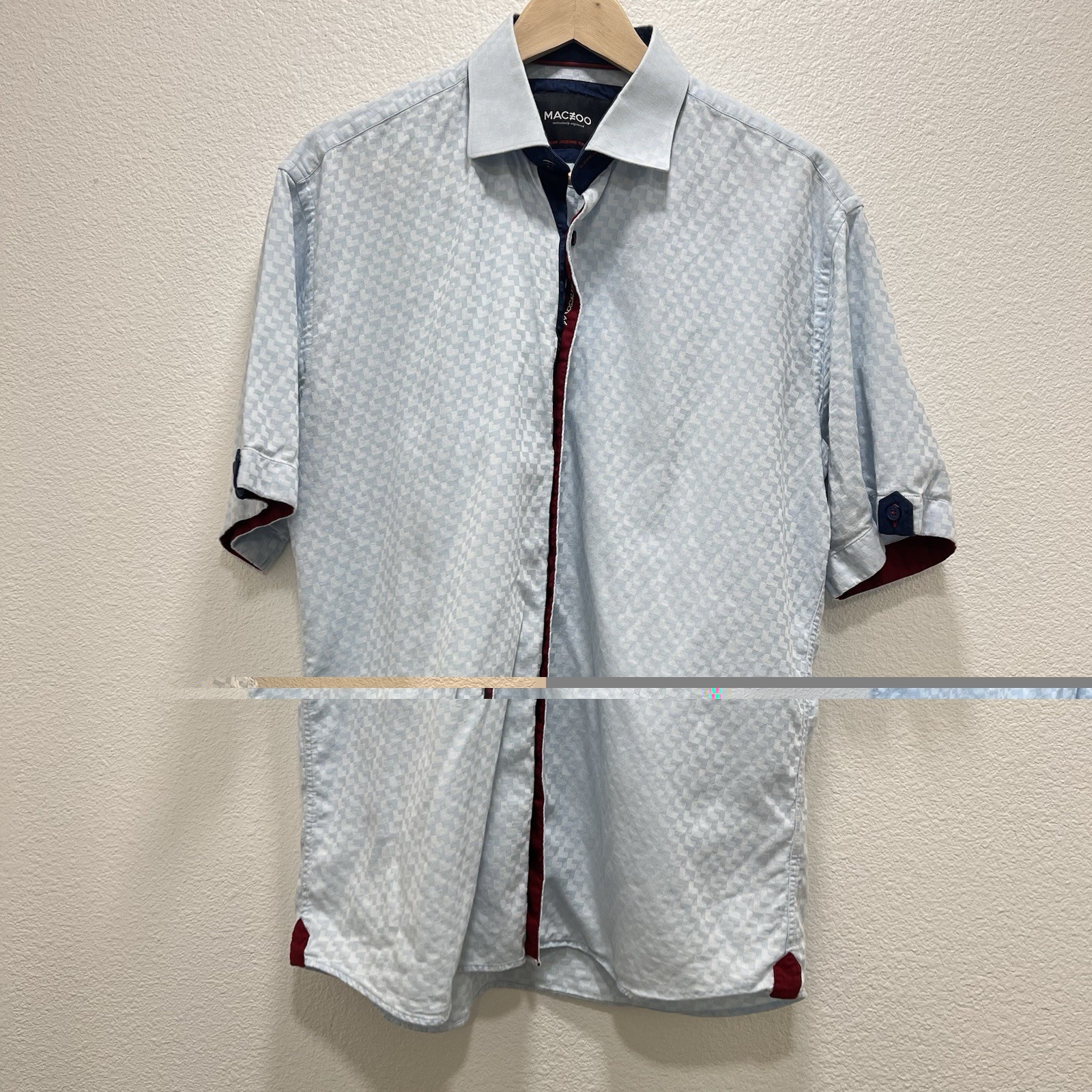 Maceoo Men’s Short Sleeve Button Up Shirt Fresh Air Blue Sz 4 Large Quick Dry