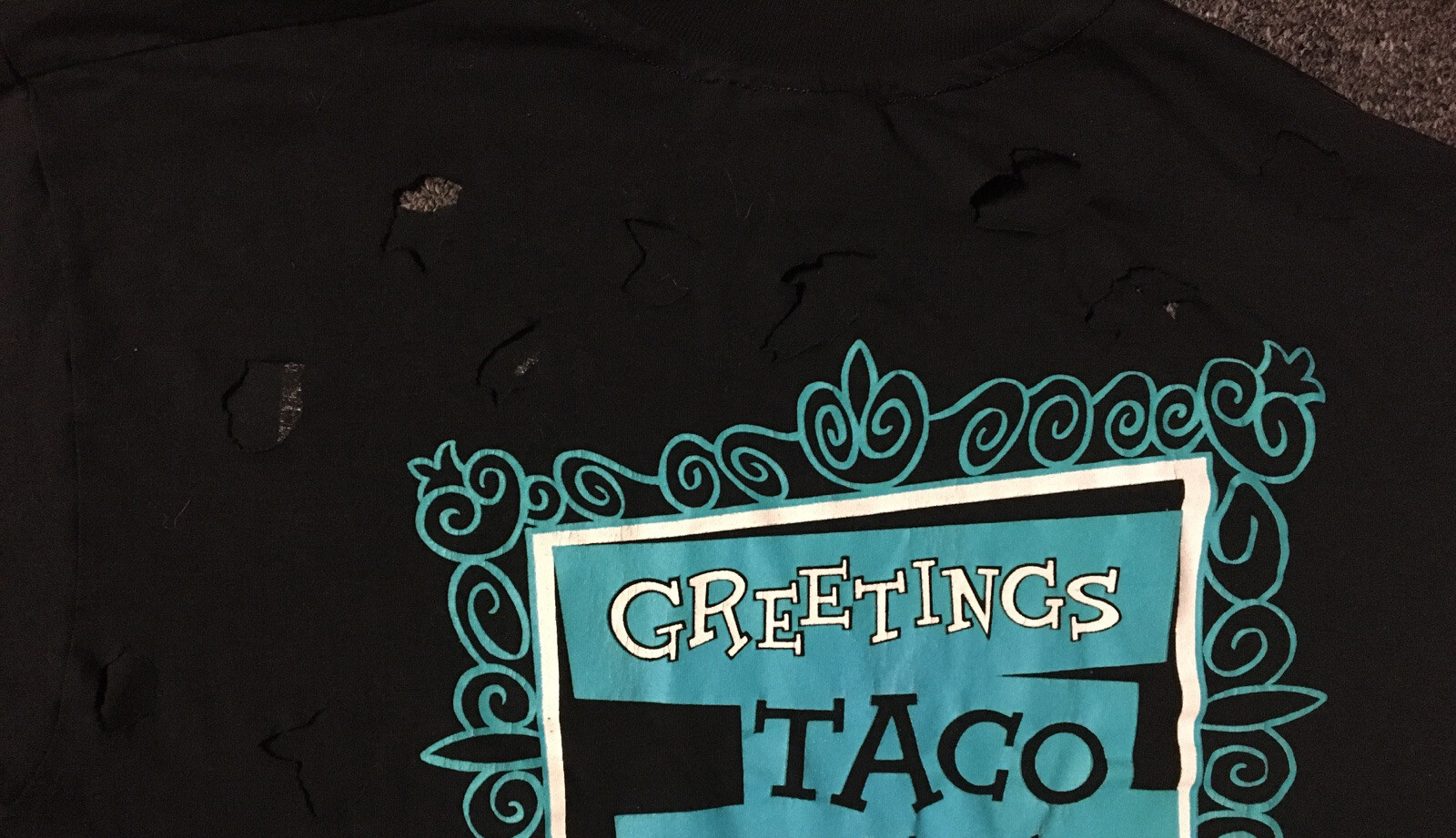 Vtg 90s Rocky & Bullwinkle Taco Bell Distress Promo Crop Shirt M Cartoon Grunge
