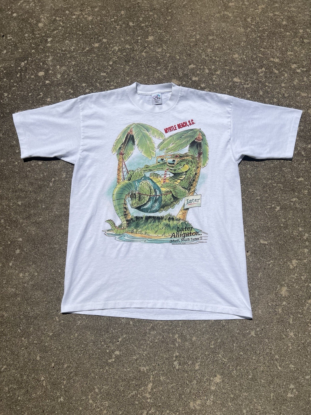 Vintage 90s Single Stitch Later Alligator Myrtle Beach SC Funny Humor T Shirt L