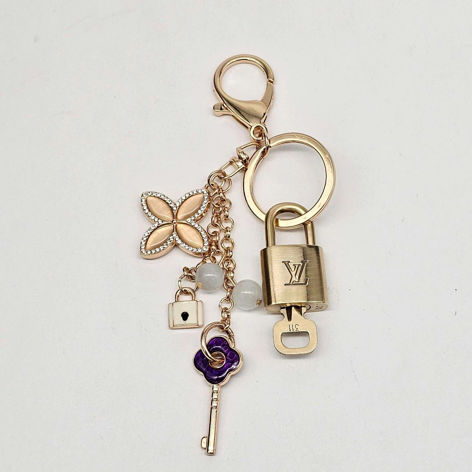 Louis Vuitton Authentic Gold Padlock 🔑 Key + Stylish Unbranded Bag Charm