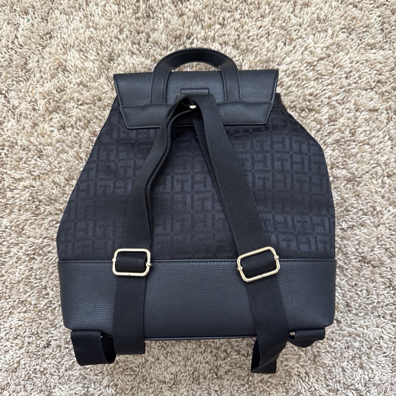 Tommy Hilfiger Joy II Flap Backpack – Black Tonal Monogram Jacquard NWOT