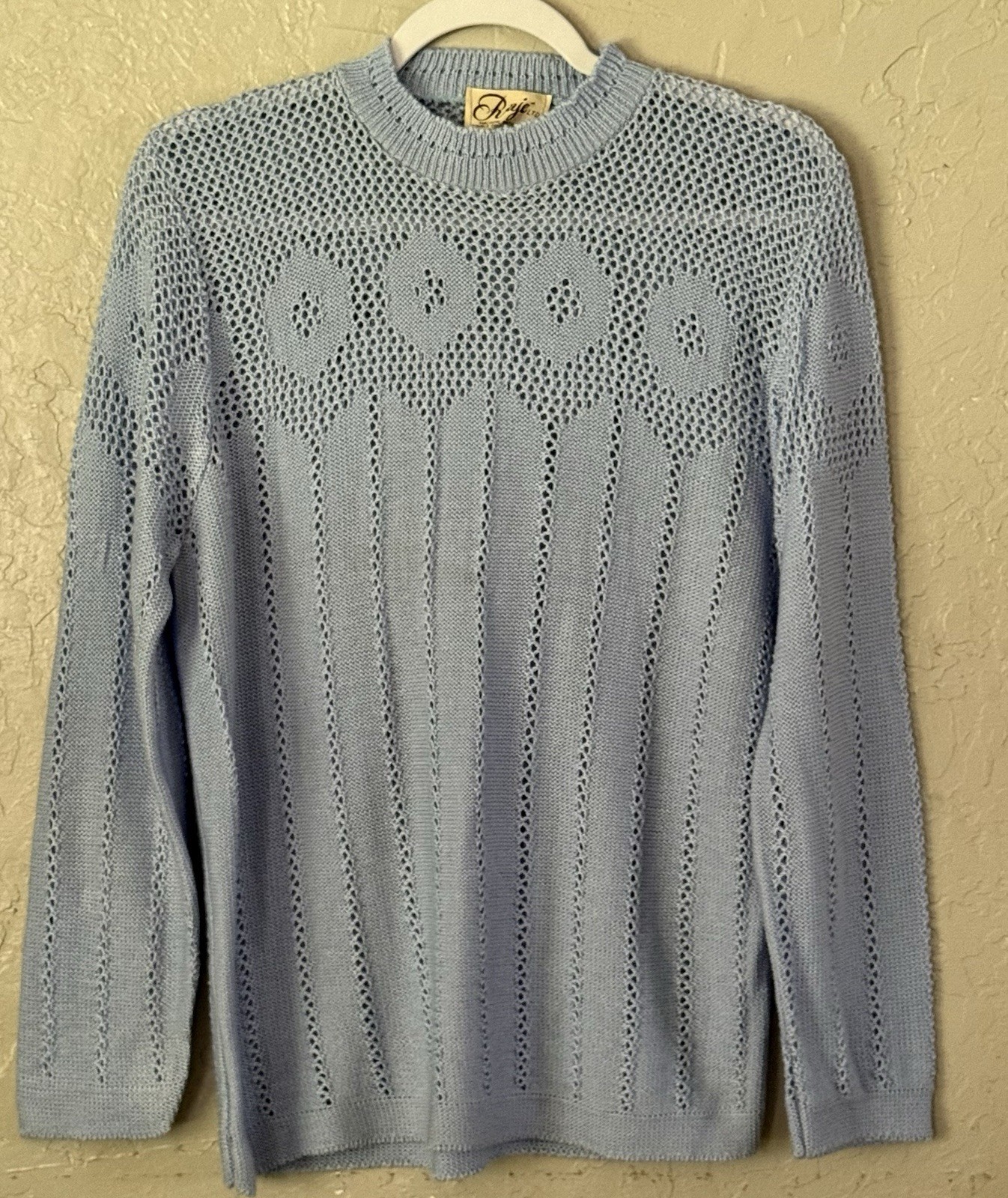 RAJE Womens Dusty Blue Sweater Size M Long Sleeve Fancy Knitting Cottage-core