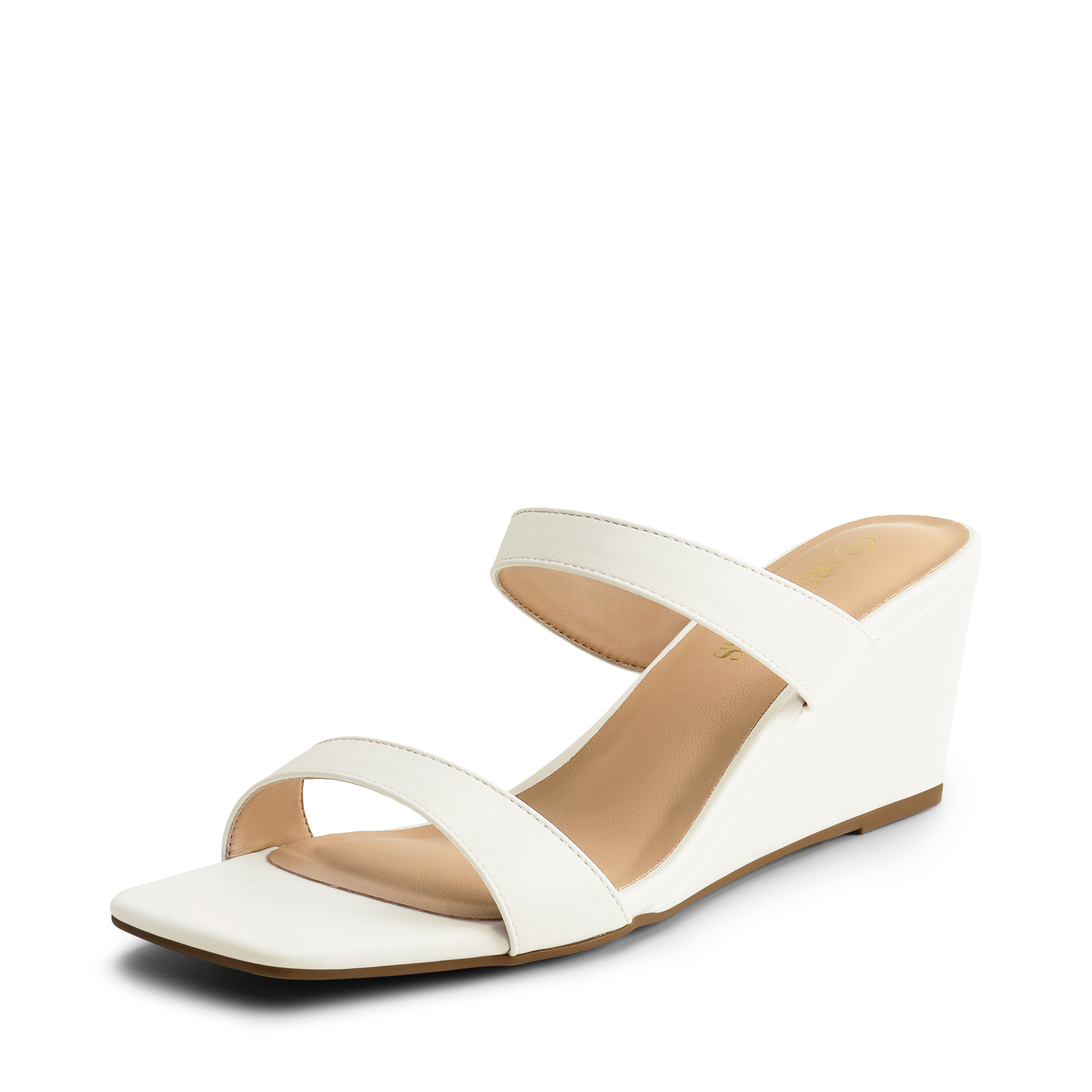 Women Slides Wedge Sandals Square Open Toe Dress Casual Strappy Sandals