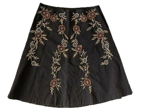Axcess Liz Claiborne Floral Embroidered Skirt Size 6 Brown Lined Women’s