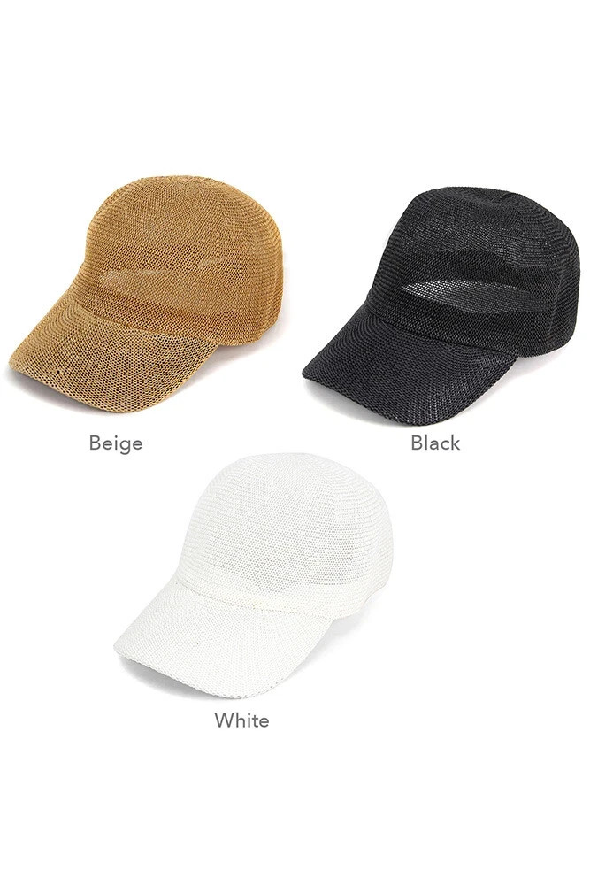 Unisex Mesh Baseball Cap, Breathable Paper Straw Sun Hat, Outdoor Leisure Beige