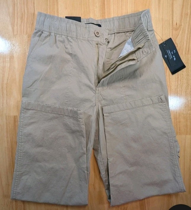WXYZ Los Angeles Timothee Cargo Pocket Pants Mens Large Khaki Beige Stretch NEW