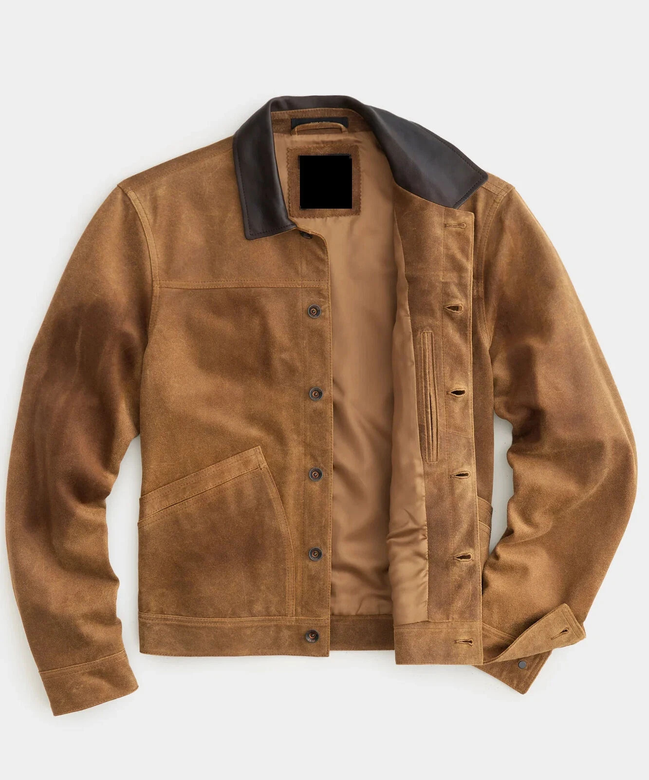 Mens Brown Leather Trucker Jacket Pure Suede Custom Made Size S M L XL 2XL 3XL