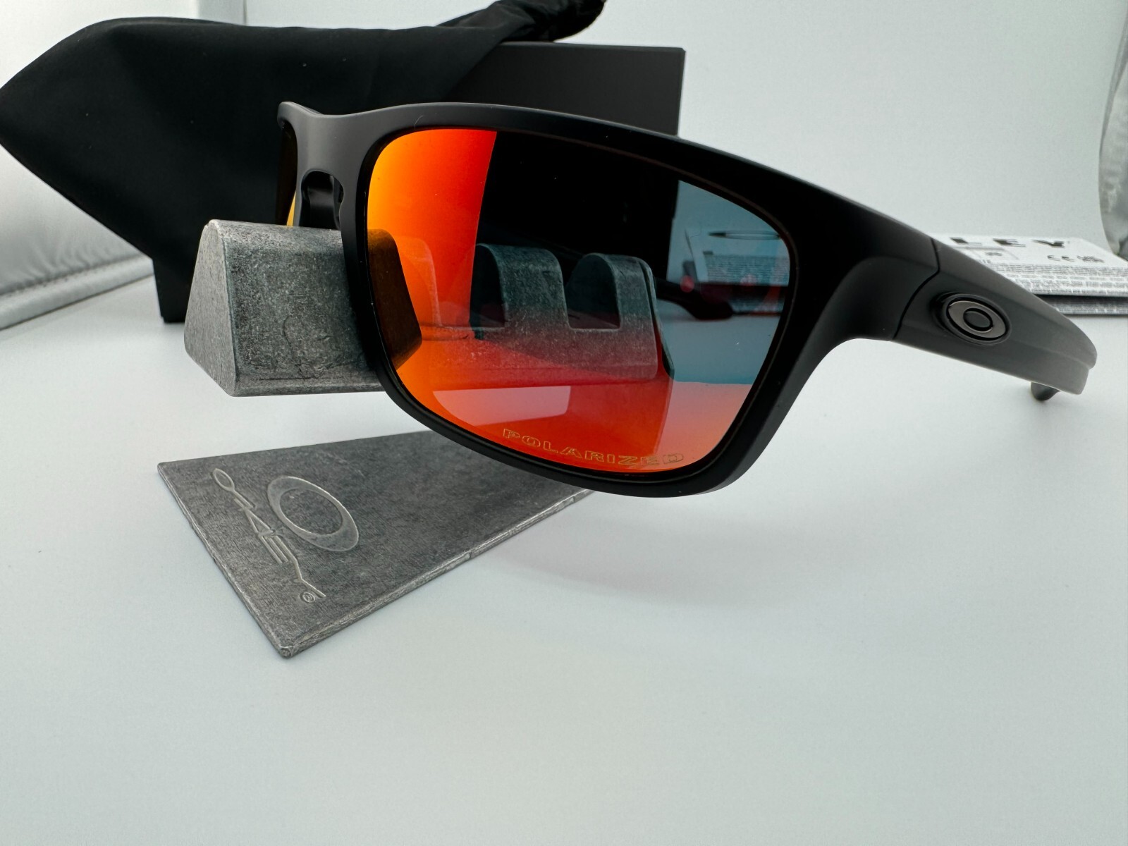 OAKLEY SLIVER STEALTH MATTE BLACK W/ RUBY IRIDIUM POLARIZED SUNGLASSES OO9408-06