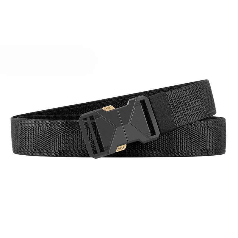 Tactical Belt Men’s Belt Nylon Outdoor Alloy Elastic 3.8cm Sports Heavy Duty