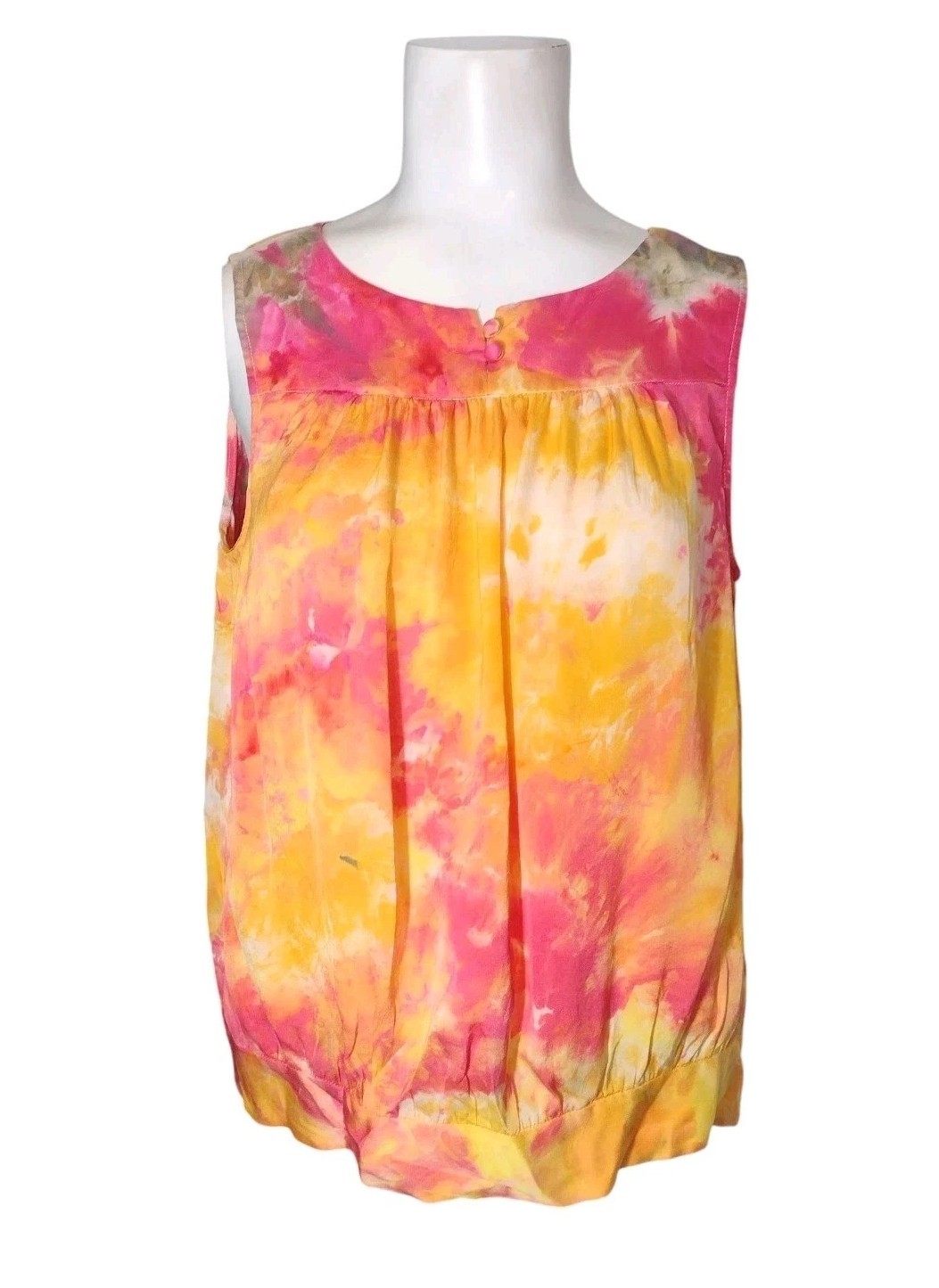 Theory All 100% Silk Tie Dye Sleeveless Top M Artsy Flowy Summer Colorful Boho