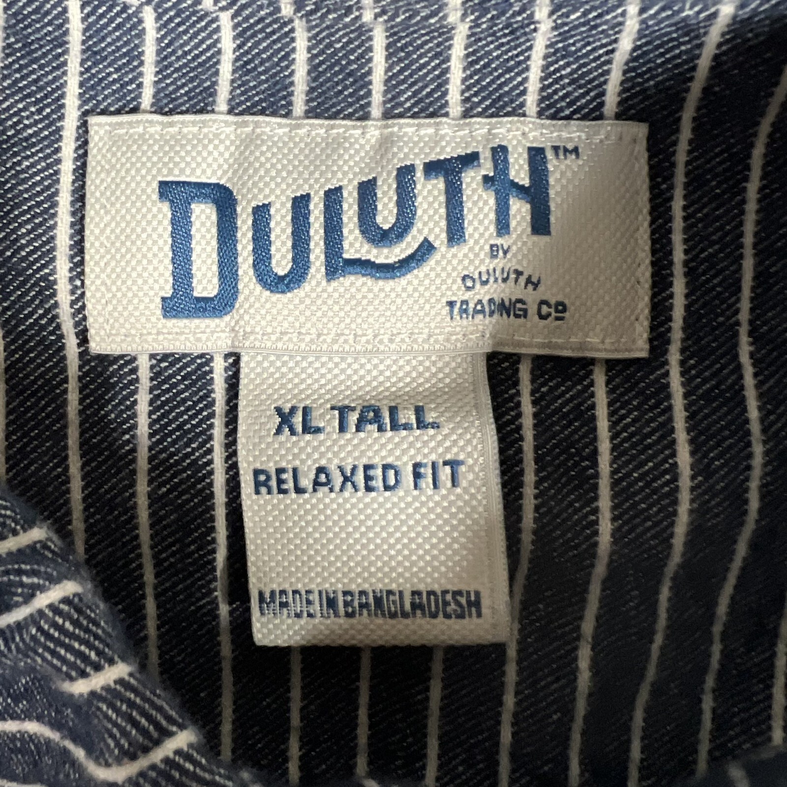 Duluth Trading Co Shirt Mens XL Tall Blue Striped Flannel Workwear Outdoor Logo