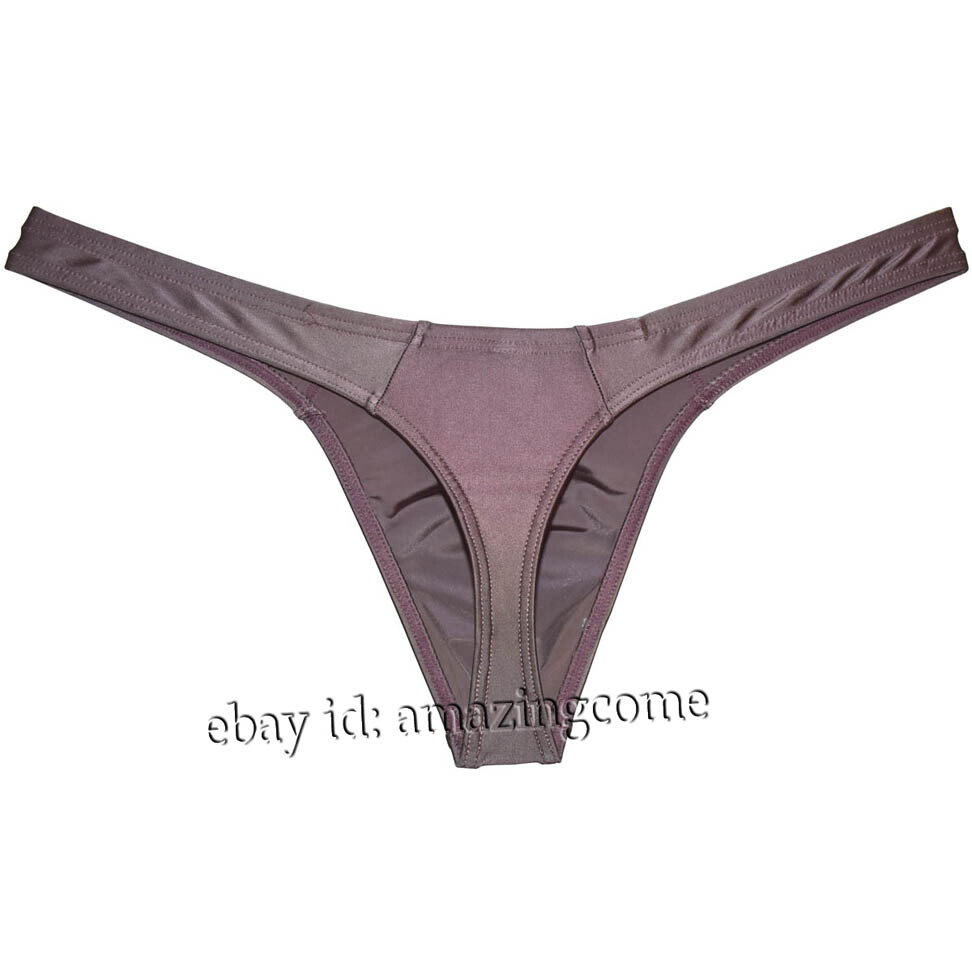 3PCS Men’s Low-rise Shine Thong Underwear Bulge Pouch Bikini G-string Underpants