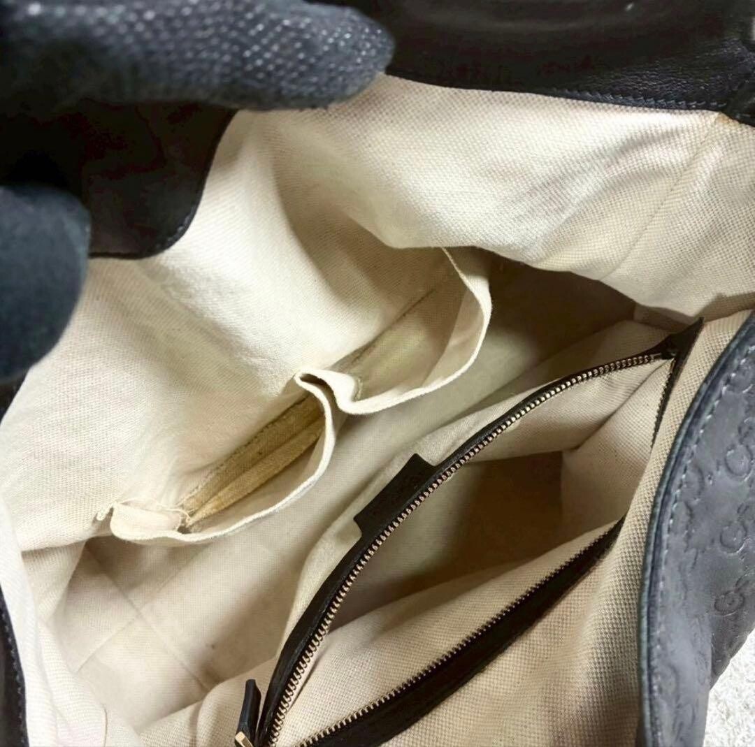 GUCCI Shoulder bag Black Guccissima Authentic From Japan