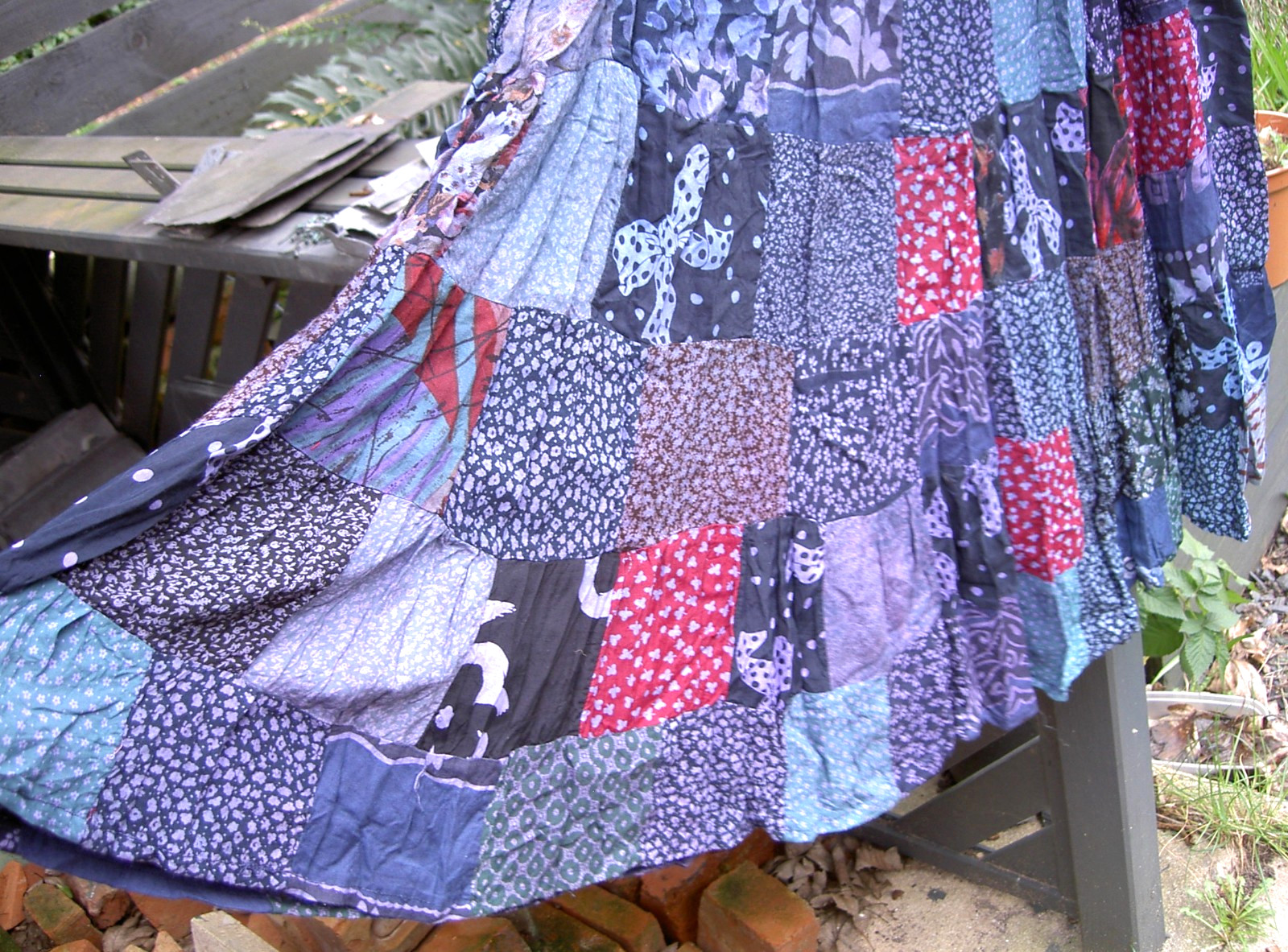 HIPPY PATCHWORK DARK PURPLE SKIRT SMALL MEDIUM LARGE LONG BOHO BOHEMIAN GYPSY