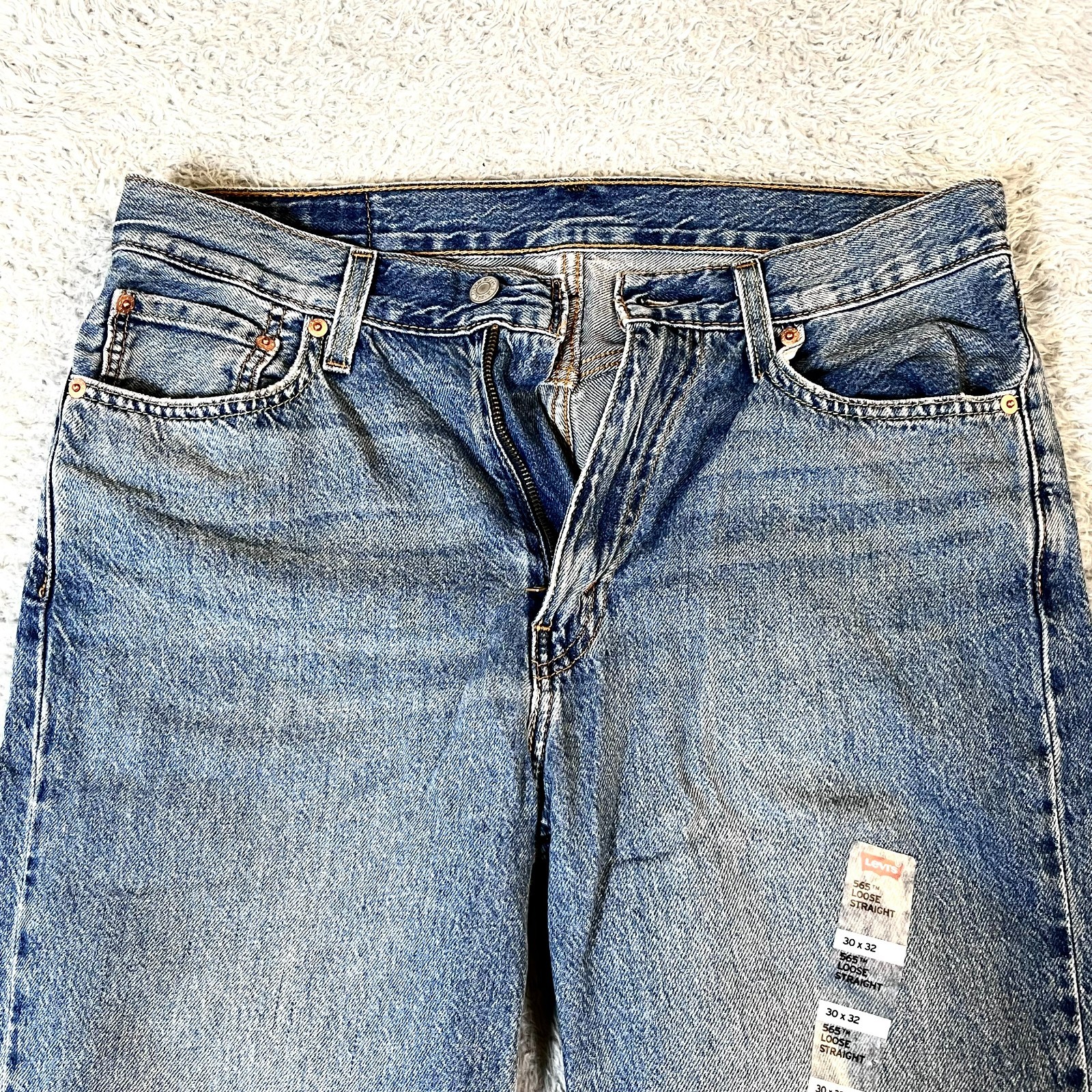 Levi’s 565 Men’s Blue Denim 5 Pockets Loose Straight Jeans Size 30×32