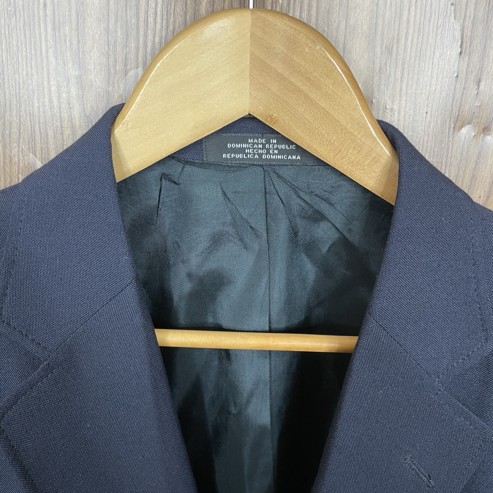 David Taylor Blazer Jacket Mens 40R Navy Blue Solid Hopsack Gold Buttons