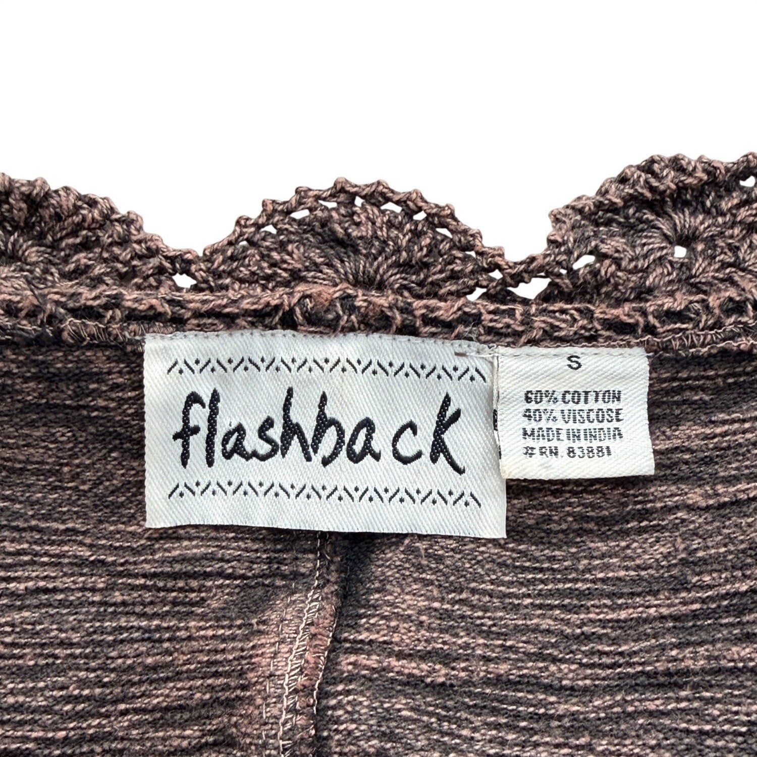 Flashback Womens Size S Cardigan Embroidered Crochet Trimmed Brown Artsy
