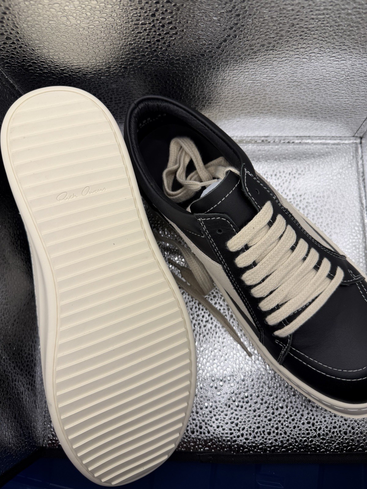Rick Owens Men’s Black/White Suede Lace-Up Sneakers EU 43 US 9.5
