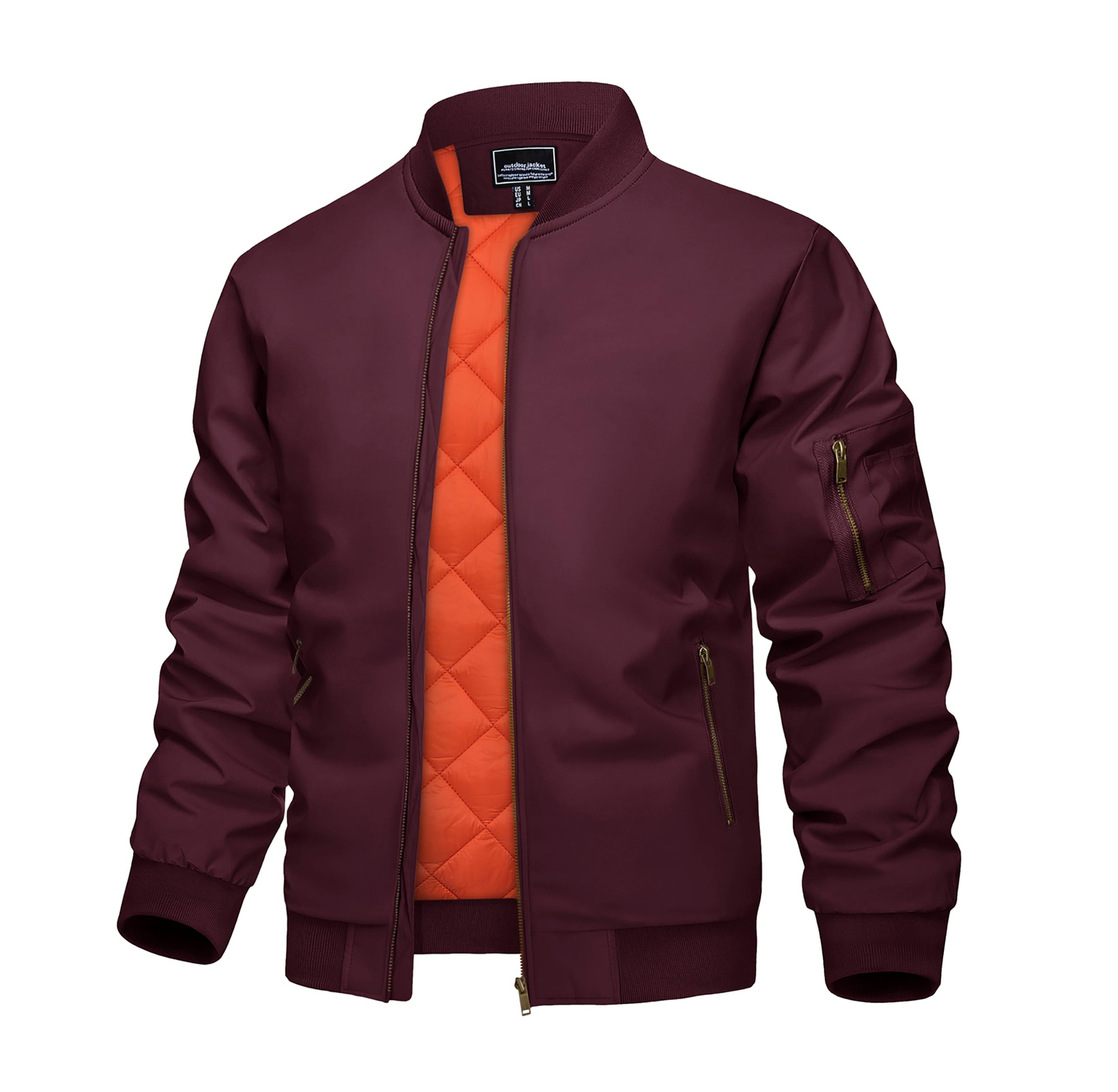 Mens Casual Windproof Bomber Jacket Full Zip Windbreaker Warm Winter Padded Coat