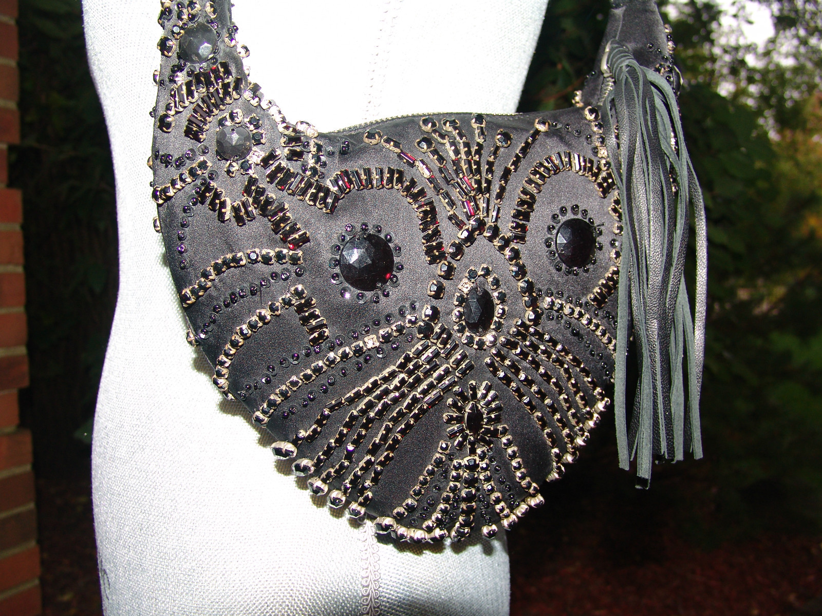 CESARE PACIOTTI SILK BEADED EVENING BAG PURSE ITALIAN WOMENS BLACK