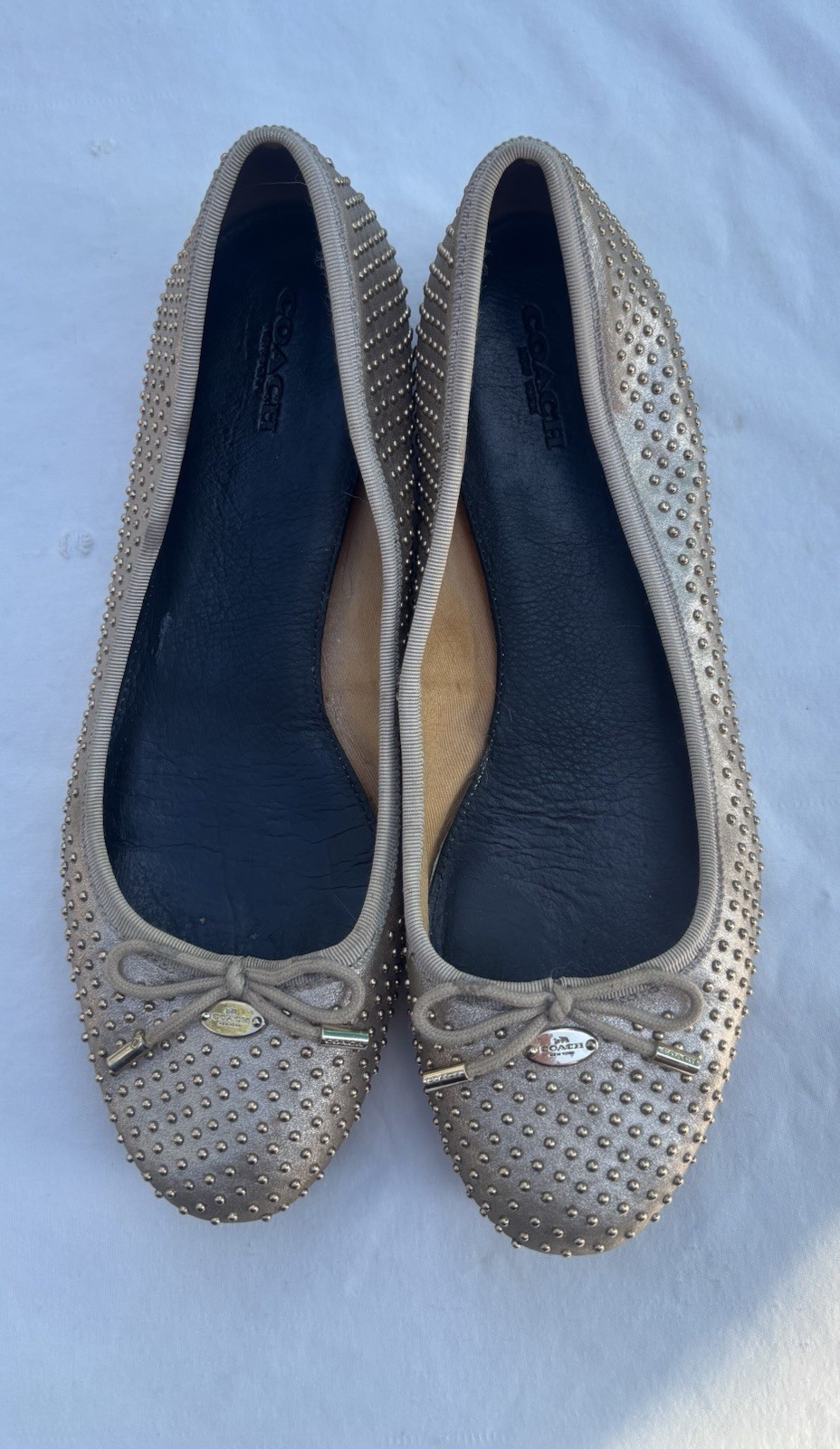 Coach Studded Metallica Beaded Flat. Women’s size 7.5. Shoe measures 10.5 inches