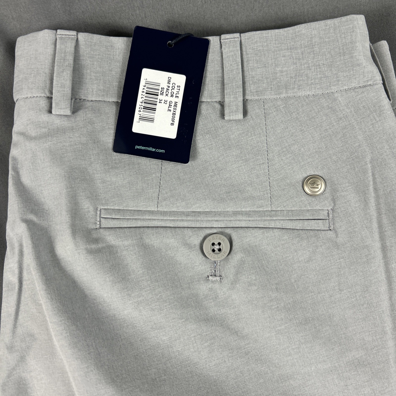 Peter Millar Golf Pants Crown Crafted Surge 34 x 32 Gale Gray NWT MSRP $185