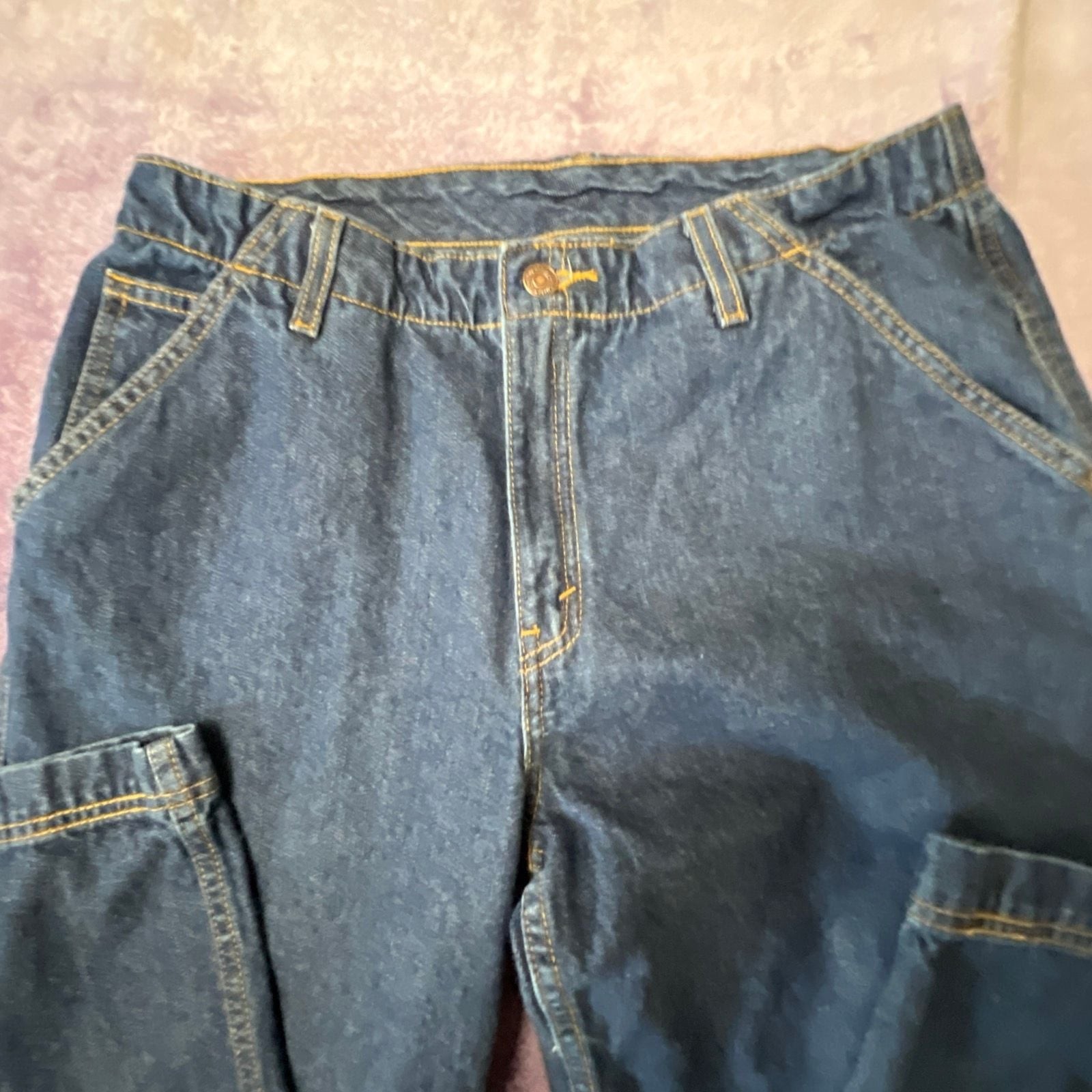 Vintage Levi’s Two-Horse Brand Blue Denim Carpenter Work Pants Size 12 MED