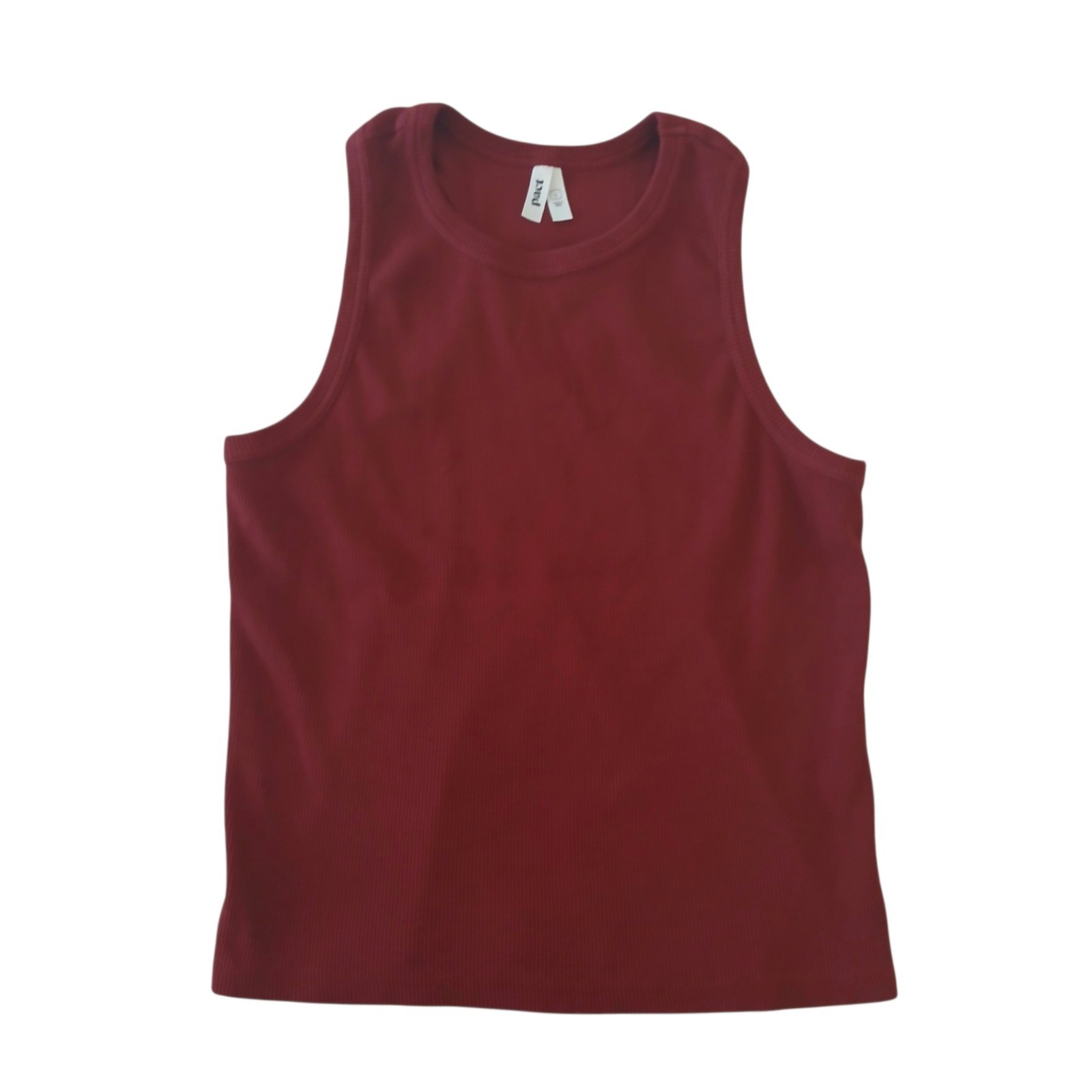 PACT Organic Cotton Racerback Perfect Rib Tank Women’s L Burgundy Stretch