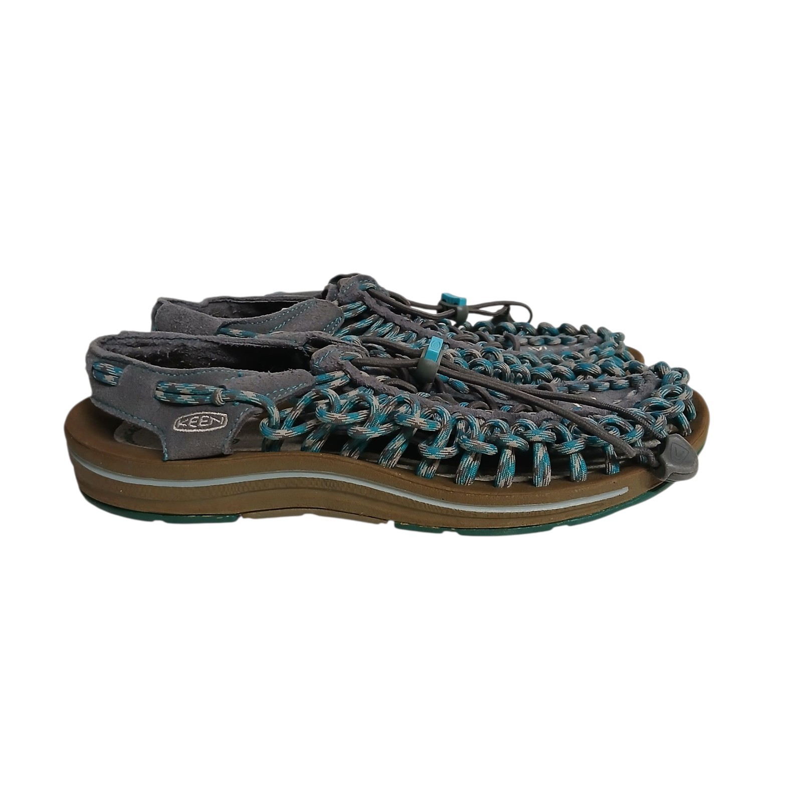 KEEN Uneek Women’s Size 6.5 Dark Grey Teal Braided Cord Sport Sandals 1014113