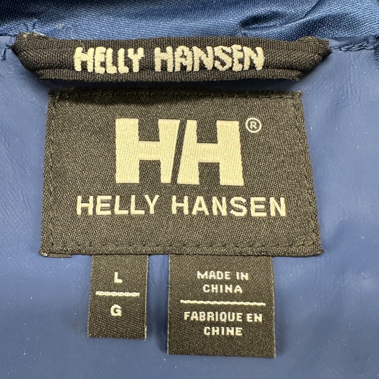 Helly Hansen Jacket Mens L Blue Hooded Rain Ski Snow PVC Mesh Lined Interface