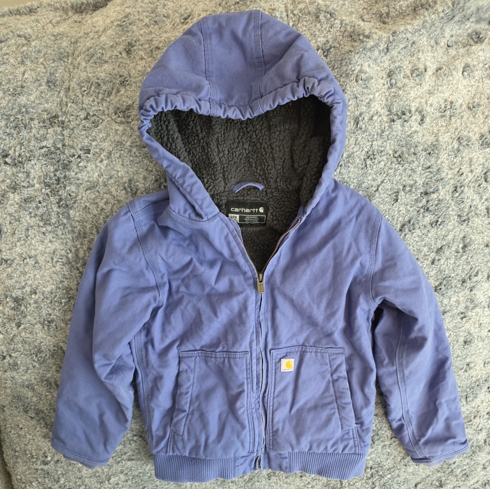 Carhartt Marlin Hooded Sherpa Lined Canvas Jacket Unisex youth Small
