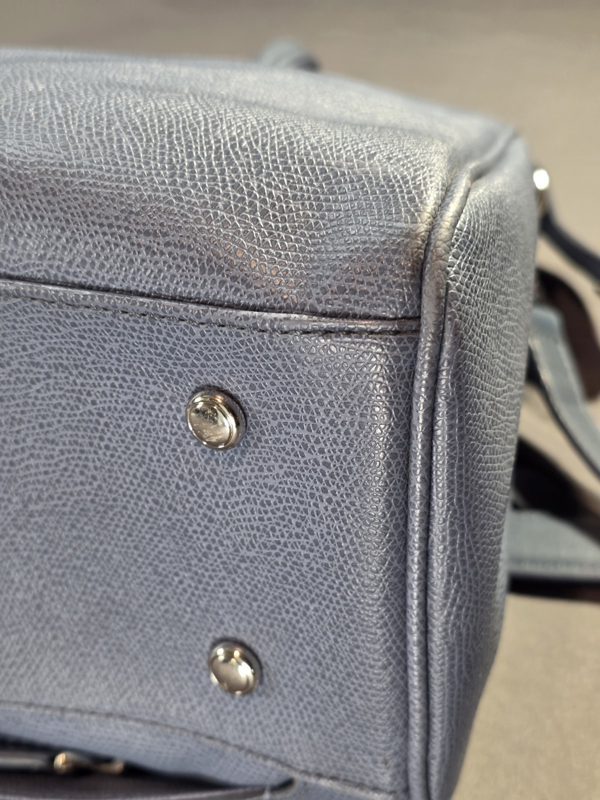 Tumi Dusty Blue Pebbled Leather Tote