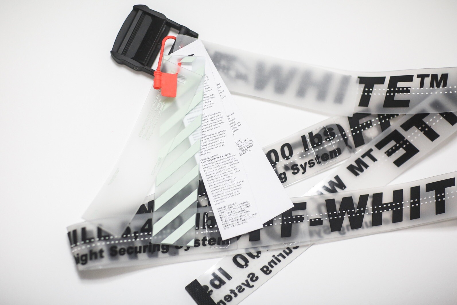 Off White Transparent Rubber Clear Black Industrial Belt 200cm