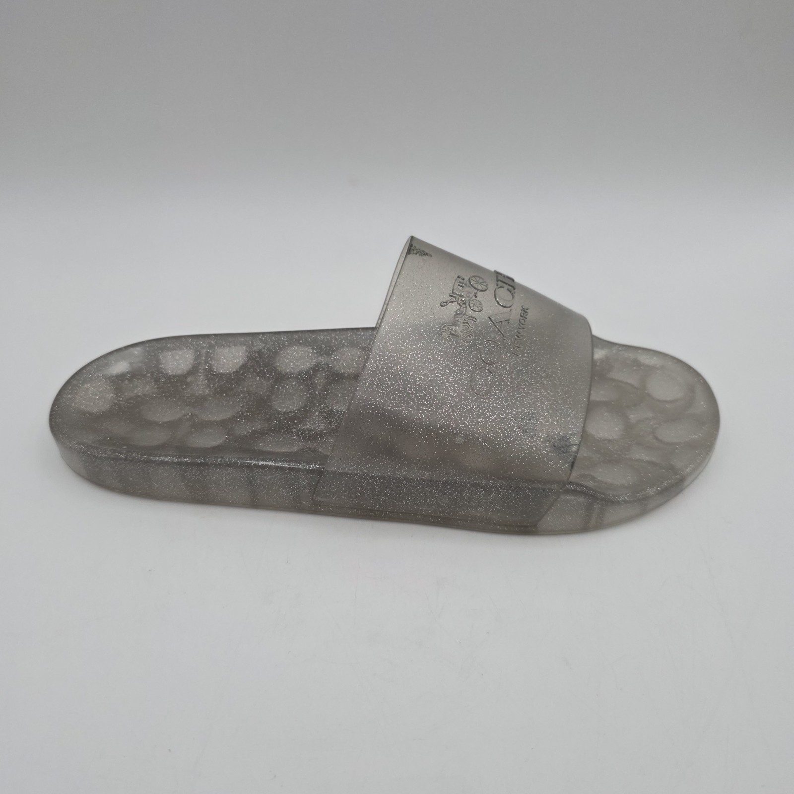 Coach Ulyssa Jelly Clear Slides glitter accent in about a size 10 – 10.5