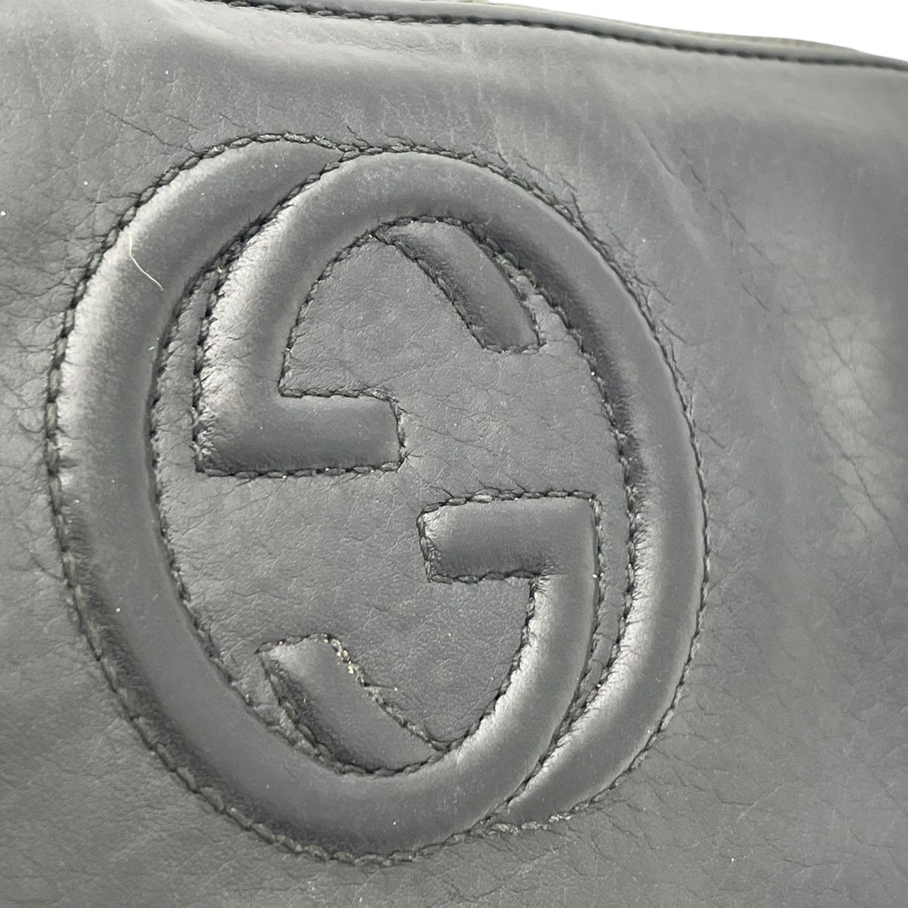 Authentic GUCCI Soho Interlocking G Leather Zip Around Long Wallet Black