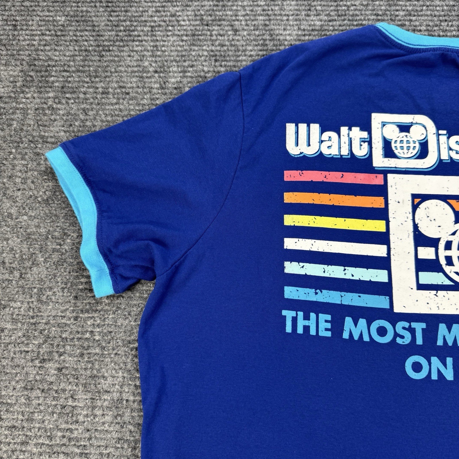 Walt Disney World Most Magical Place On Earth XL Adult Rainbow Shirt Mickey Blue