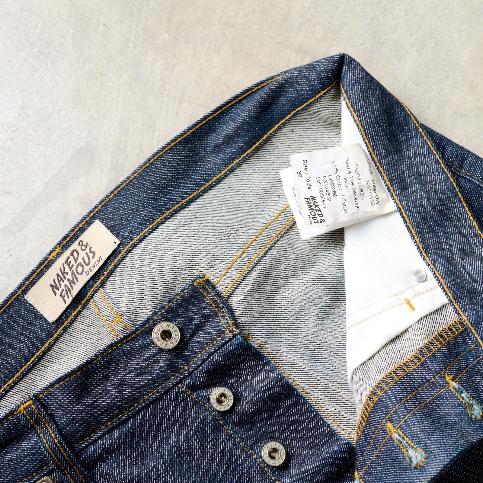 Naked & Famous “Tried & True” Natural Indigo Selvedge Jeans, Super Guy, Size 32