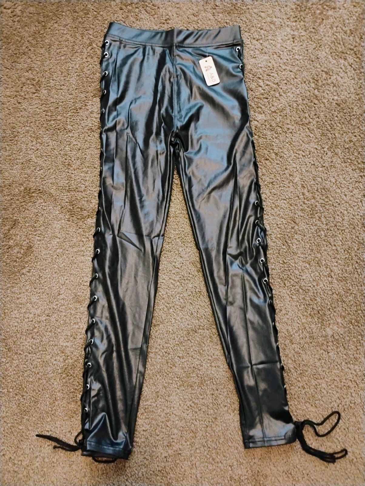 One Size Fit All Stretch Laced Pants Black, Cotton, Polyester And Spandex