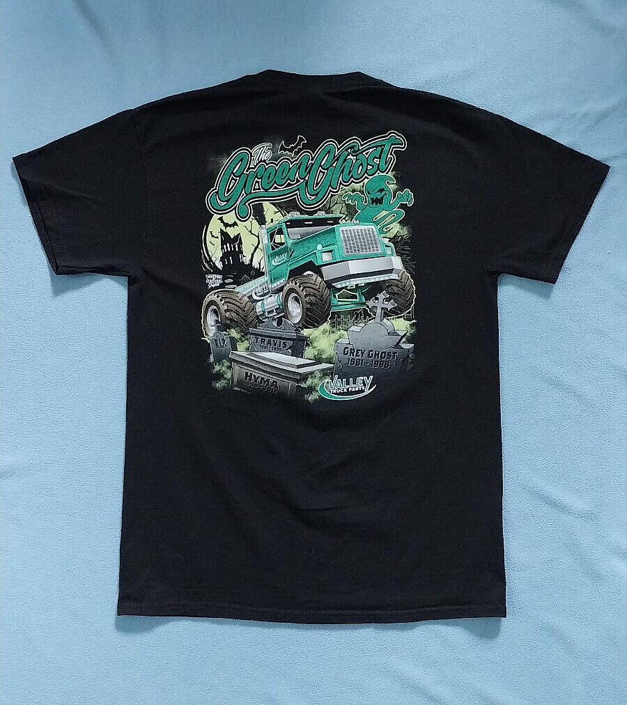 Green Ghost Monster Truck Pulling T Shirt MEDIUM Michigan No Flaws