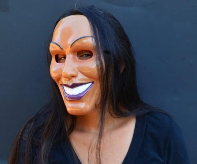 Creepy Scary Halloween Original Anarchy Smiling Grin Face Purge Mask God (FEMALE