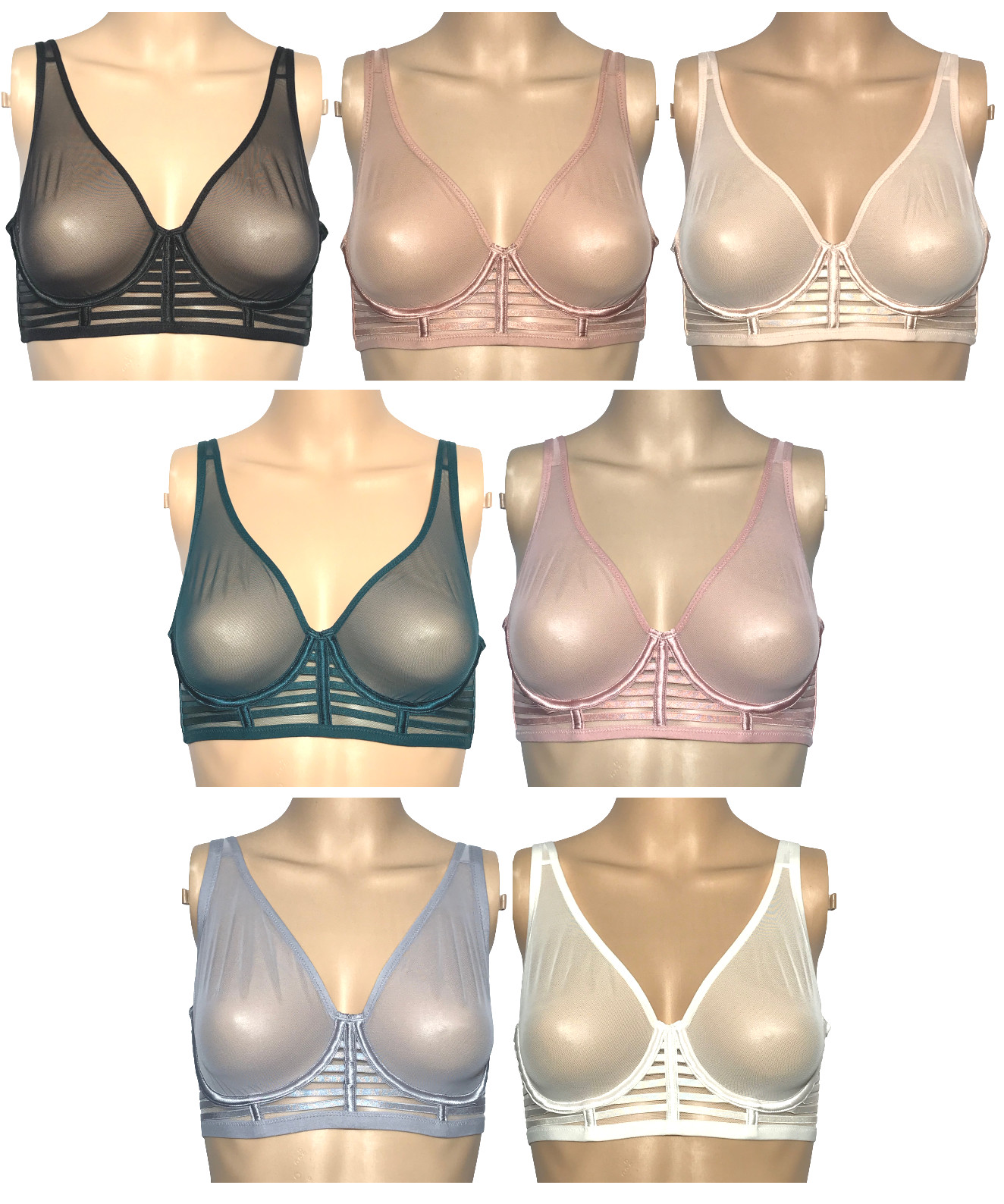 VICTORIAS SECRET LUXE LINGERIE UNLINED MESH FULL COVERAGE PLUNGE BRA NWT