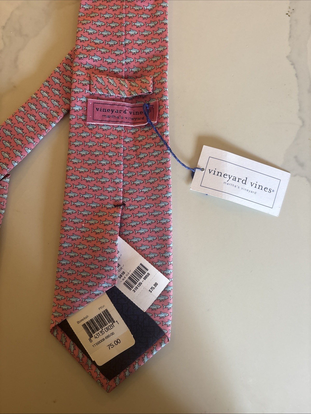 Vineyard Vines Martha’s Vineyard Bonefish 100% Silk Tie Made In USA $75