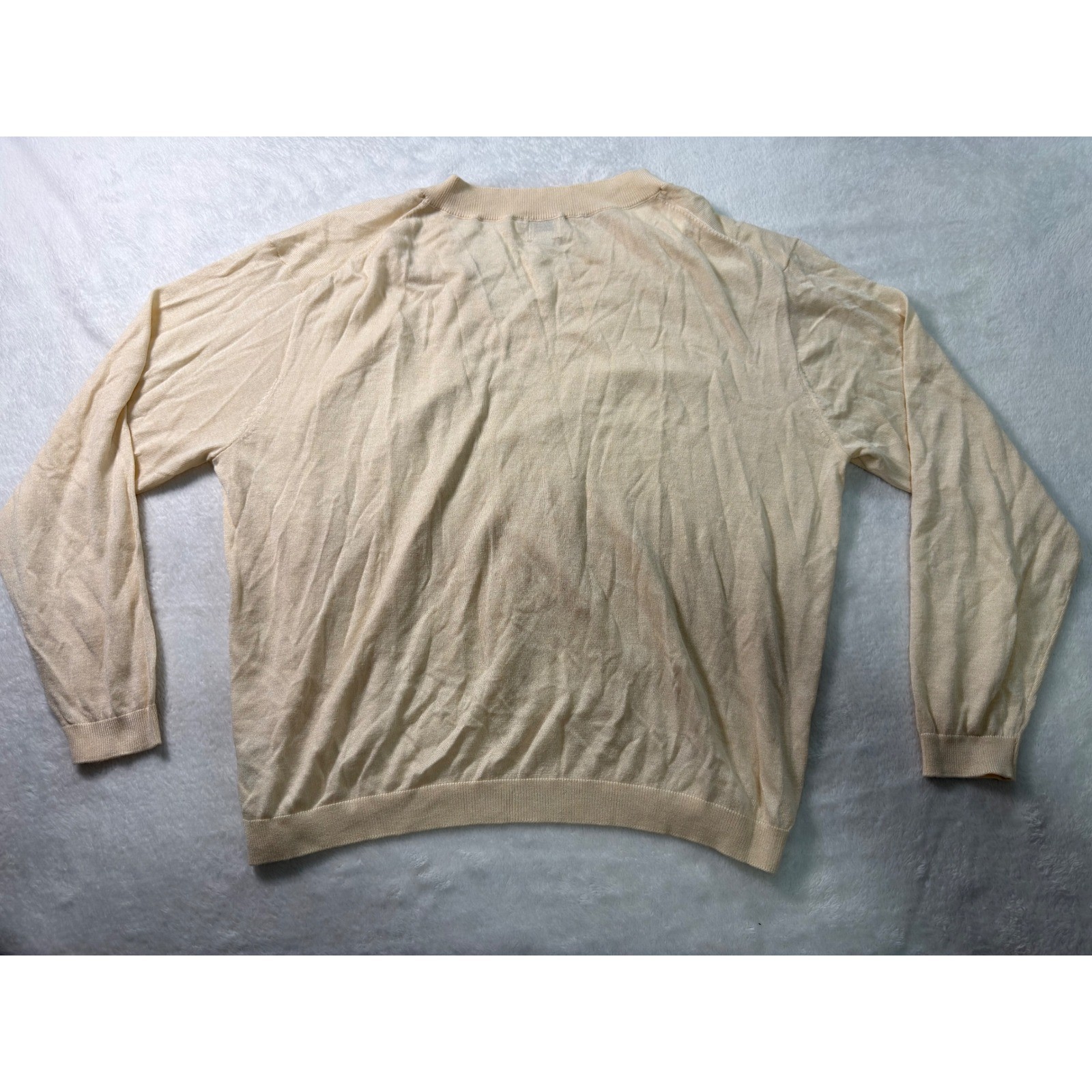 A New Day Women Sweater V Neck Long Sleeve Cream Knit Pullover Top Thin Medium