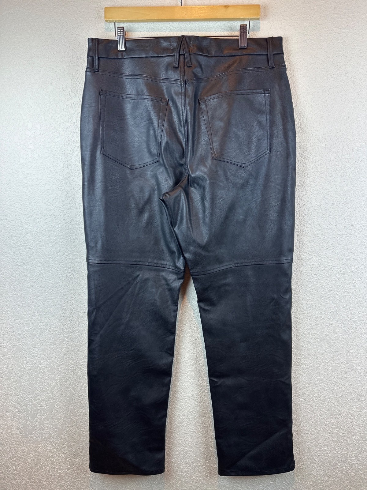Good American Faux Leather Pants Black Size 15 High Rise Straight Leg 1X