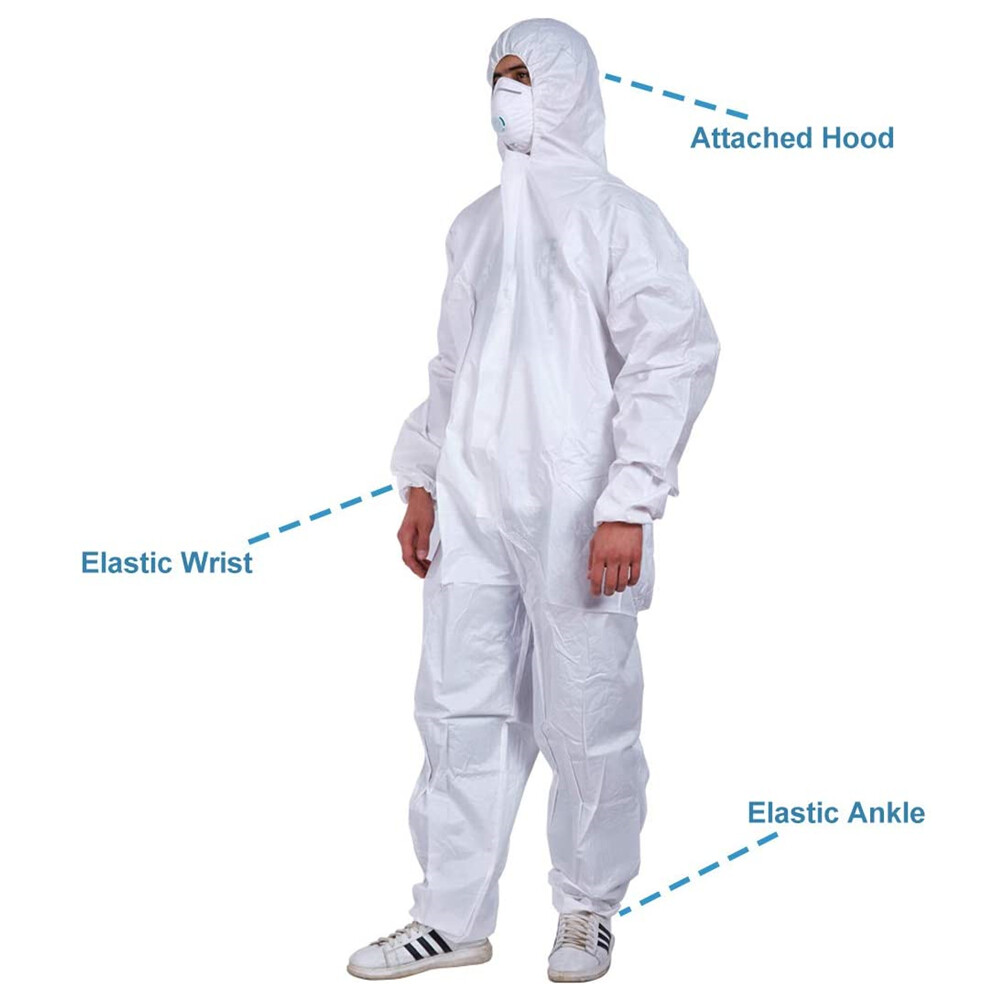 3 Pack SMS Disposable Paint Suit, Hazmat Suits, Coveralls with Hood